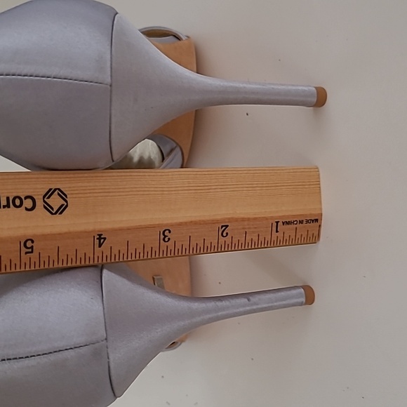 Bagley Mischka Musica Blue Satin Love Knot Open Toe Heels - Picture 5 of 16